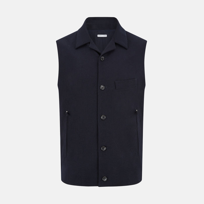 Navy Collared Single-breasted Waistcoat