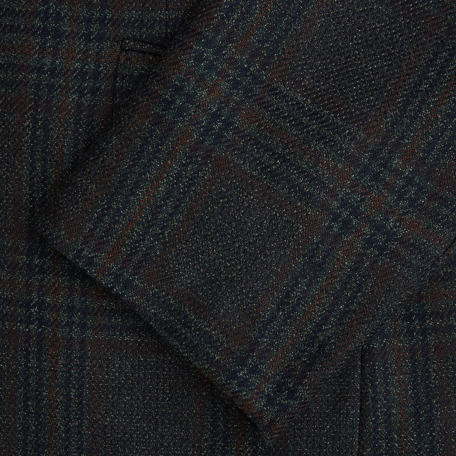View 4 of product The Turnbull & Asser Charcoal Glen Check Sports Jacket features a dark plaid pattern, single-button closure, notched lapels, and two front flap pockets, shown against a plain white background—an essential for any men's wardrobe.