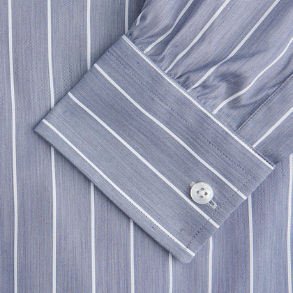 Pale Blue and White Pinstripe Cotton Blend Weekend Fit Finch Shirt
