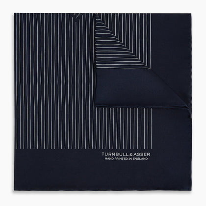 Navy and Grey Stripe Silk Pocket Square Image 4