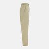 View 3 of product Turnbull & Asser's Taupe Linen Henry Trousers, made from a linen-cotton blend, feature a straight-leg cut, button and zip closure, belt loops, and adjustable waist tabs—shown against a plain white background.