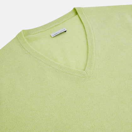 Pistachio Cashmere V-neck Jumper