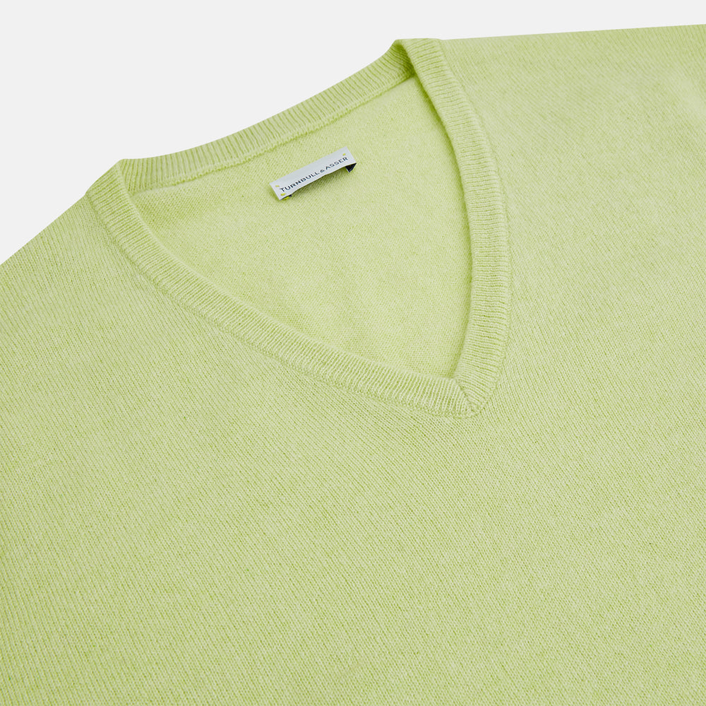 Pistachio Cashmere V neck Jumper