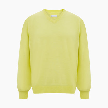 Bright Yellow Cashmere V-neck Jumper Image 4