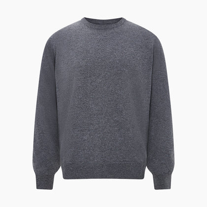 Melange Grey Crew Neck Cashmere Jumper Image 4