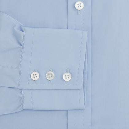 Blue Cotton Shirt with T&A Collar and 3-Button Cuffs Image 2