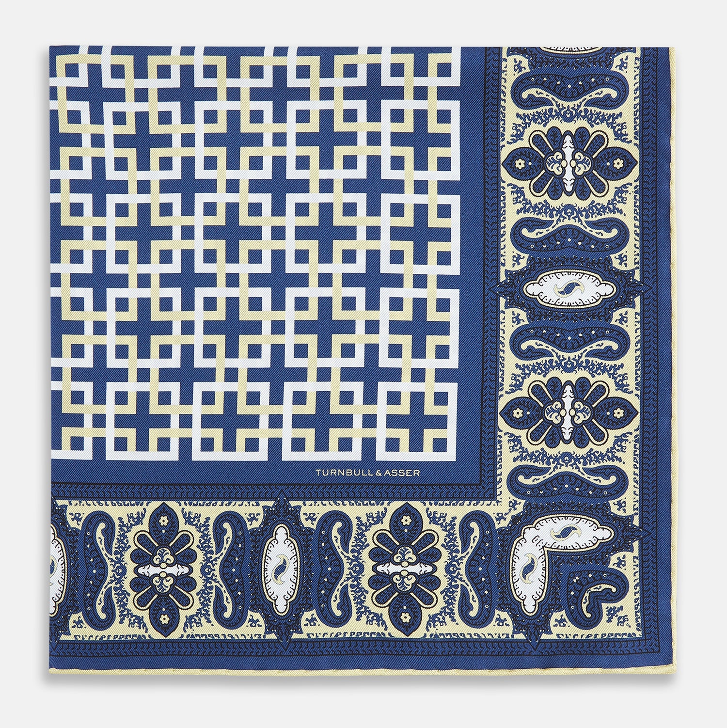 Image 8 of product Azzurro Square-Patterned and Paisley Patterned Silk Pocket Square