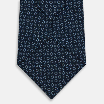 Navy Floral Silk Tie Image 2