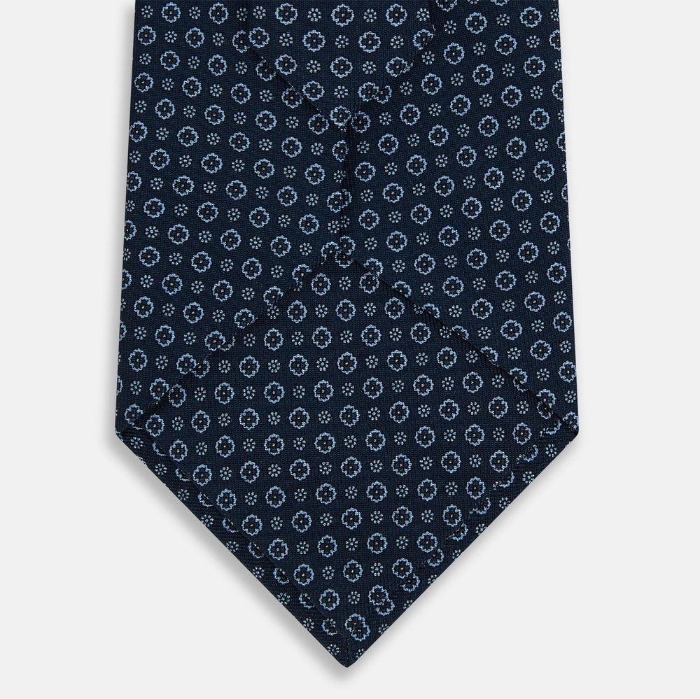 Navy Floral Silk Tie