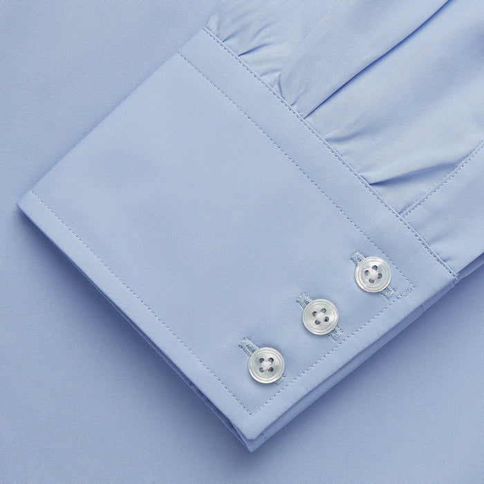 Tailored Fit Blue Cotton Shirt with Kent Collar and 3-Button Cuffs Image 3