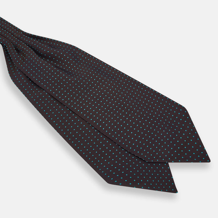 Blue and Dark Brown Micro Dot Silk Cravat Image 2