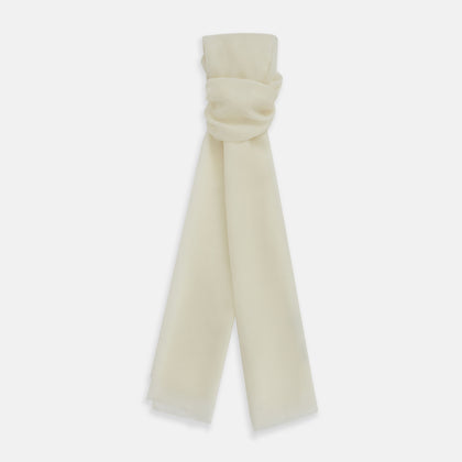 White Hand-Dyed Cashmere Scarf