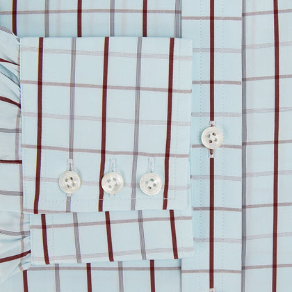 Burgundy Combination Check Mayfair Shirt Image 3