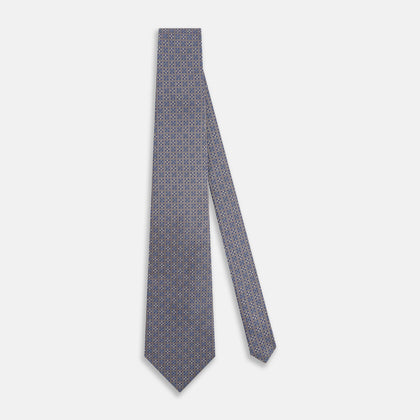 Silver and Pale Blue Multi Dot Silk Tie