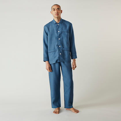 Teal Linen Modern Pyjama Set Image 8