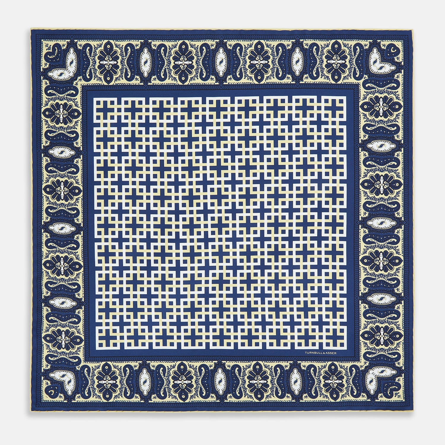 Image 9 of product Azzurro Square-Patterned and Paisley Patterned Silk Pocket Square