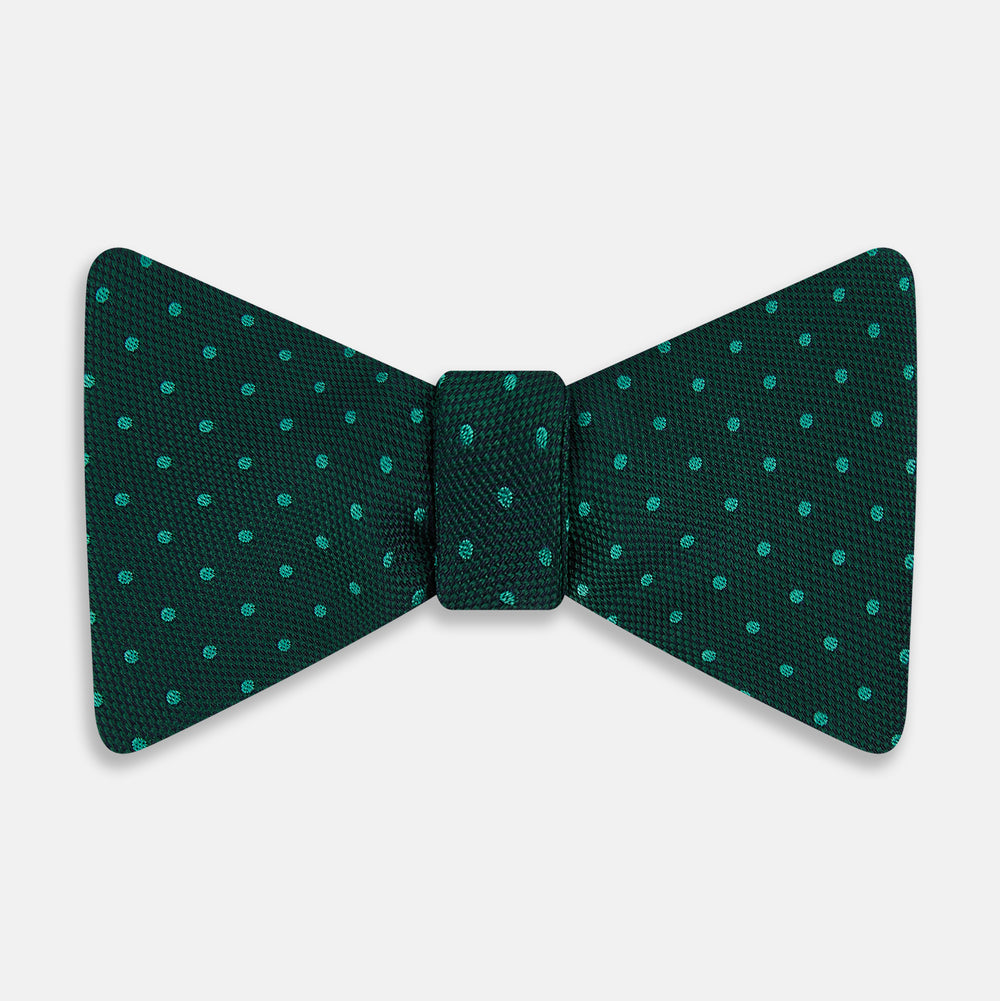 Dark Green and Navy Micro Dot Silk Bow Tie