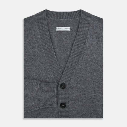 Grey Melange Cashmere Cardigan Image 3