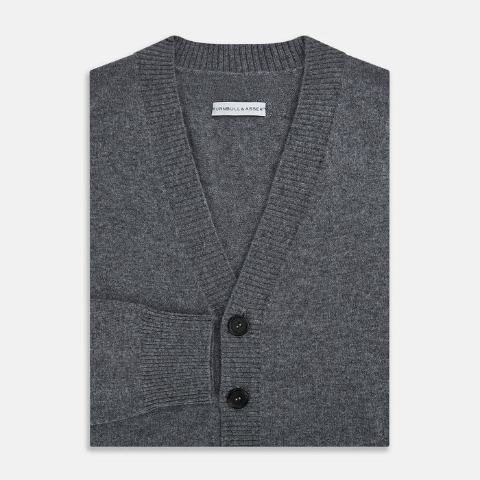 Grey Melange Cashmere Cardigan Image 3