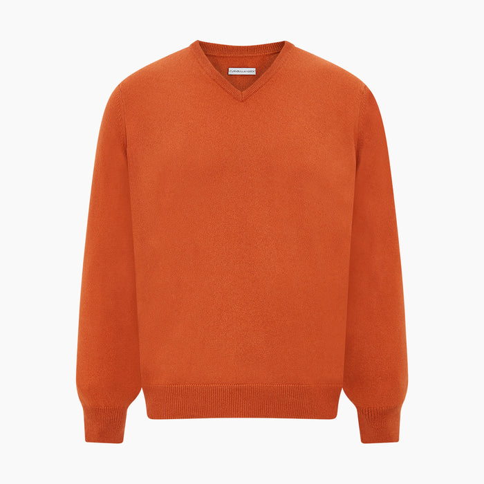 Rust Cashmere V-neck Jumper Image 4