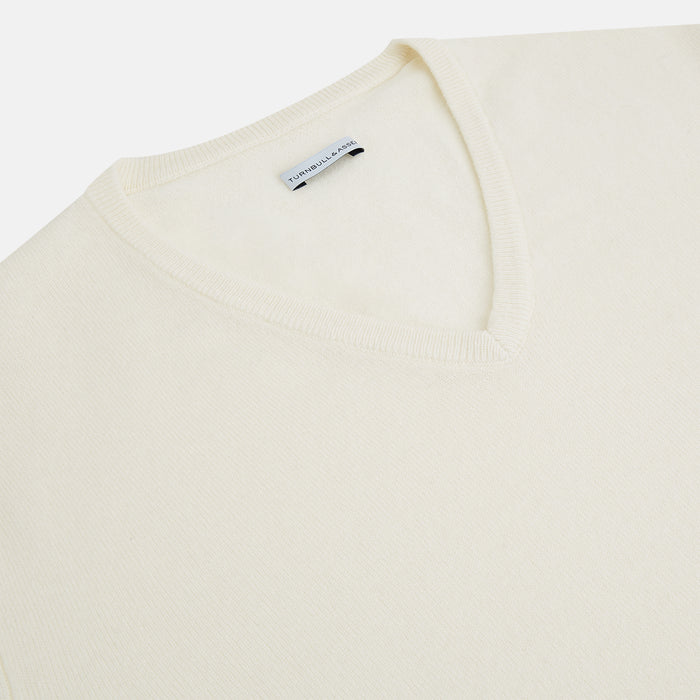 Ivory Cashmere V-neck Jumper Image 1