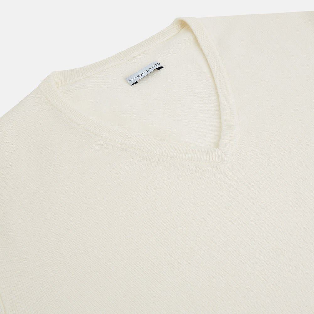 Ivory Cashmere V-neck Jumper