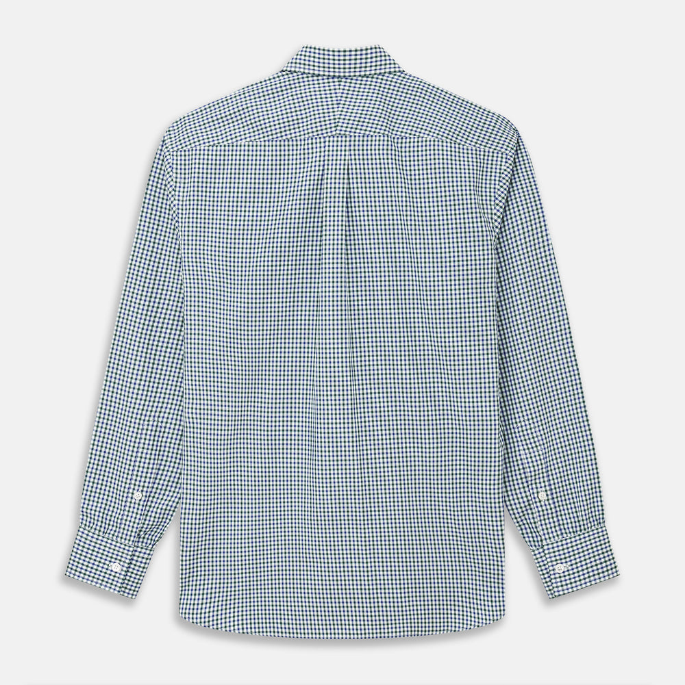 Green and Blue Cotton Multi Check Weekend Fit Finch Shirt