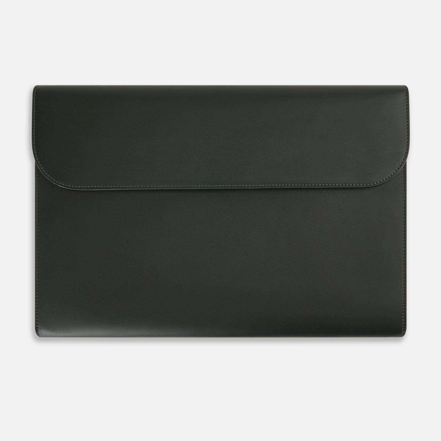 Image 1 of product A stylish, forest green leather snap-fasten pouch by Turnbull & Asser is pictured against a plain white background.