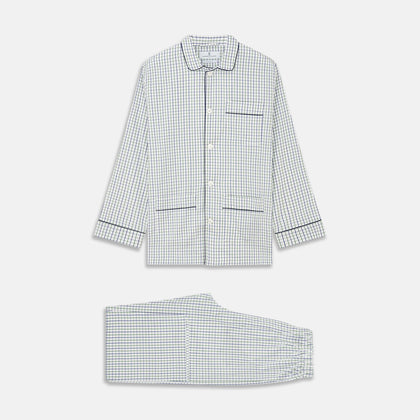 Green and Blue Check Cotton Hyde Pyjama Set