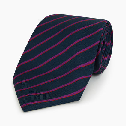 Navy and Purple Striped Blazer Silk Tie Image 4