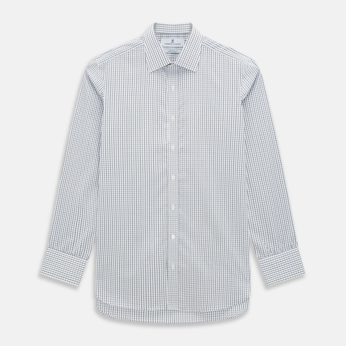 Blue and Coffee Tattersall Check Mayfair Shirt