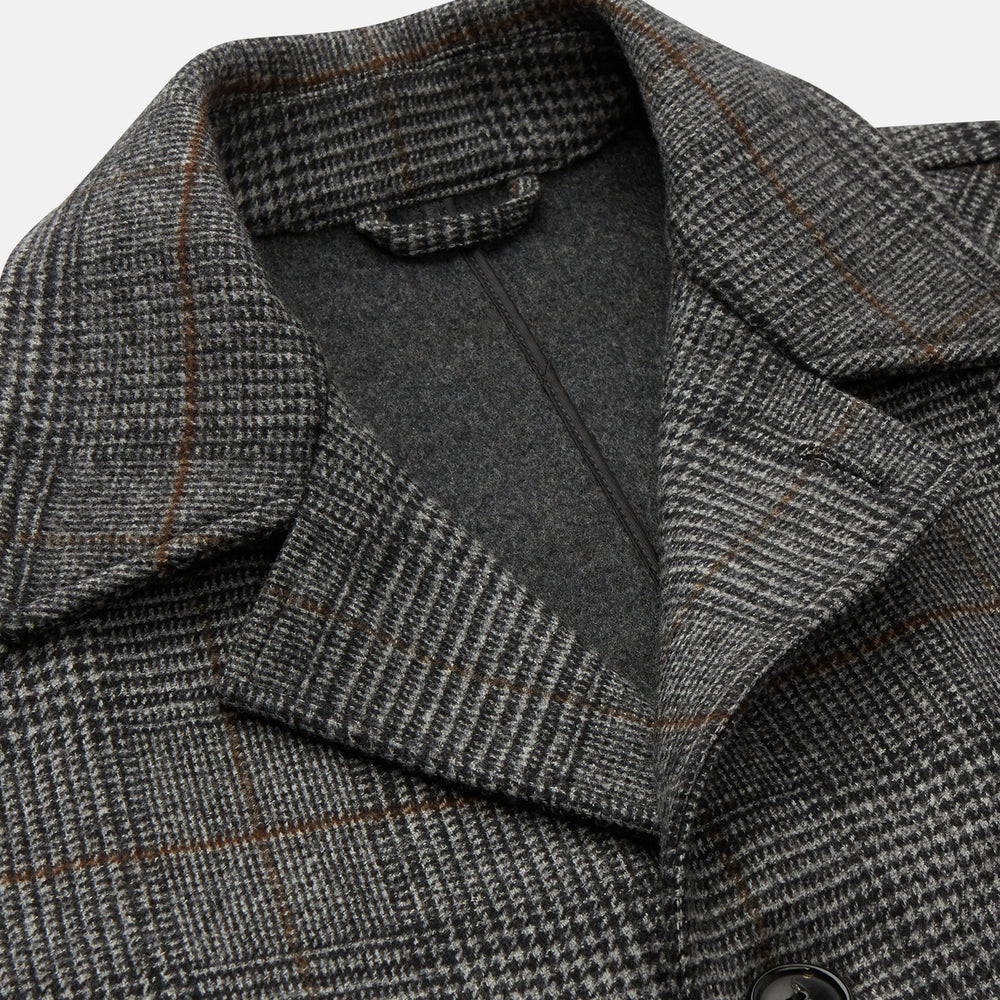 Grey Multi Check Wool Bernard Car Coat