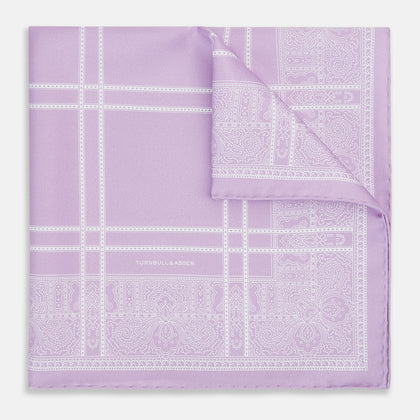 Lilac Paisley Bandana Patterned Silk Pocket Square Image 9