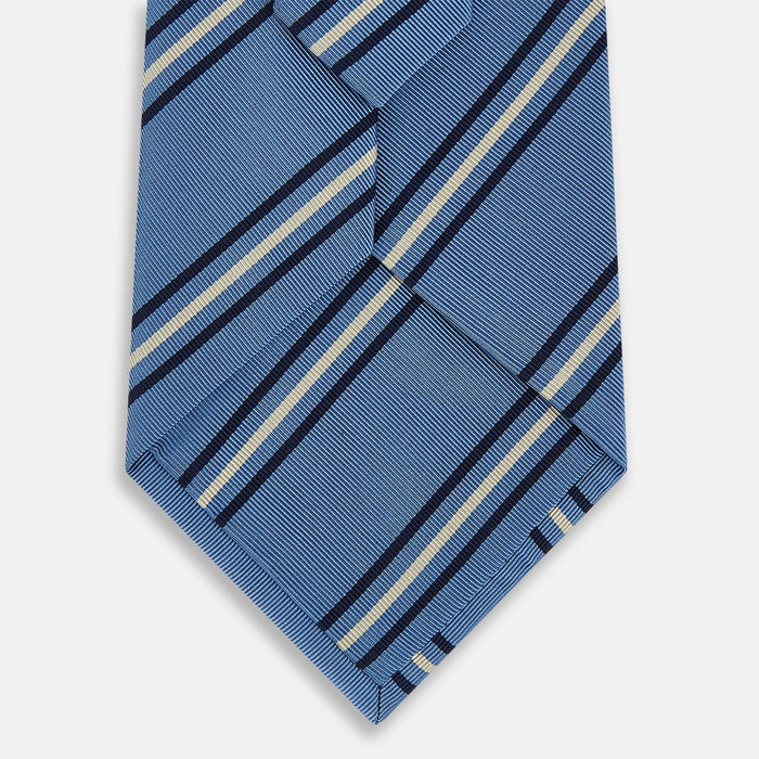 Blue Multi Stripe Silk Blend Tie Image 2