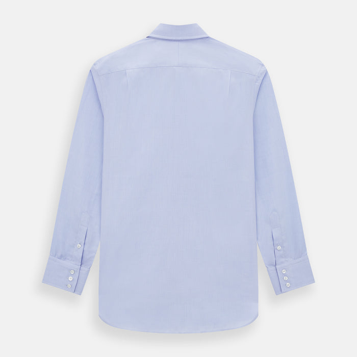 Blue Herringbone Tailored Fit Shirt With Kent Collar Image 2