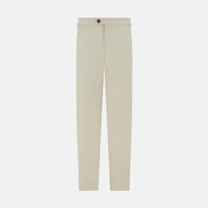 Taupe Cotton Blend Henry Trousers Image 8