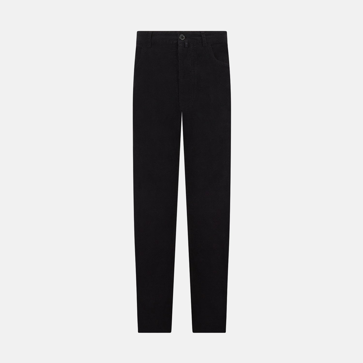 View 1 of product Turnbull & Asser's EXTREME LEG 5 POCKET JEANS NAVY CORD feature a classic 5-pocket design with button and zipper closure, straight-leg fit, and front pockets, shown on a plain white background.
