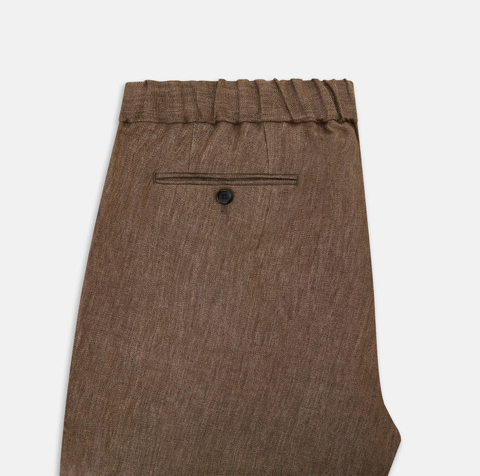 Pine Cone Linen Herringbone Miles Trousers Image 4