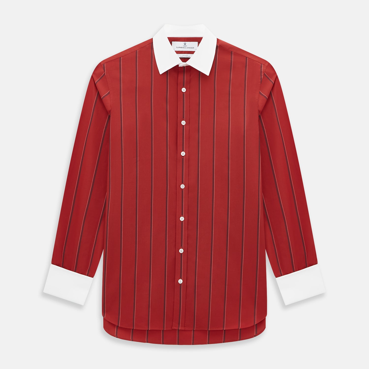Image 1 of product Dark Red Track Stripe Shirt with Constrast T&A Collar and Cuffs