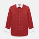 Dark Red Track Stripe Shirt with Constrast T&A Collar and Cuffs