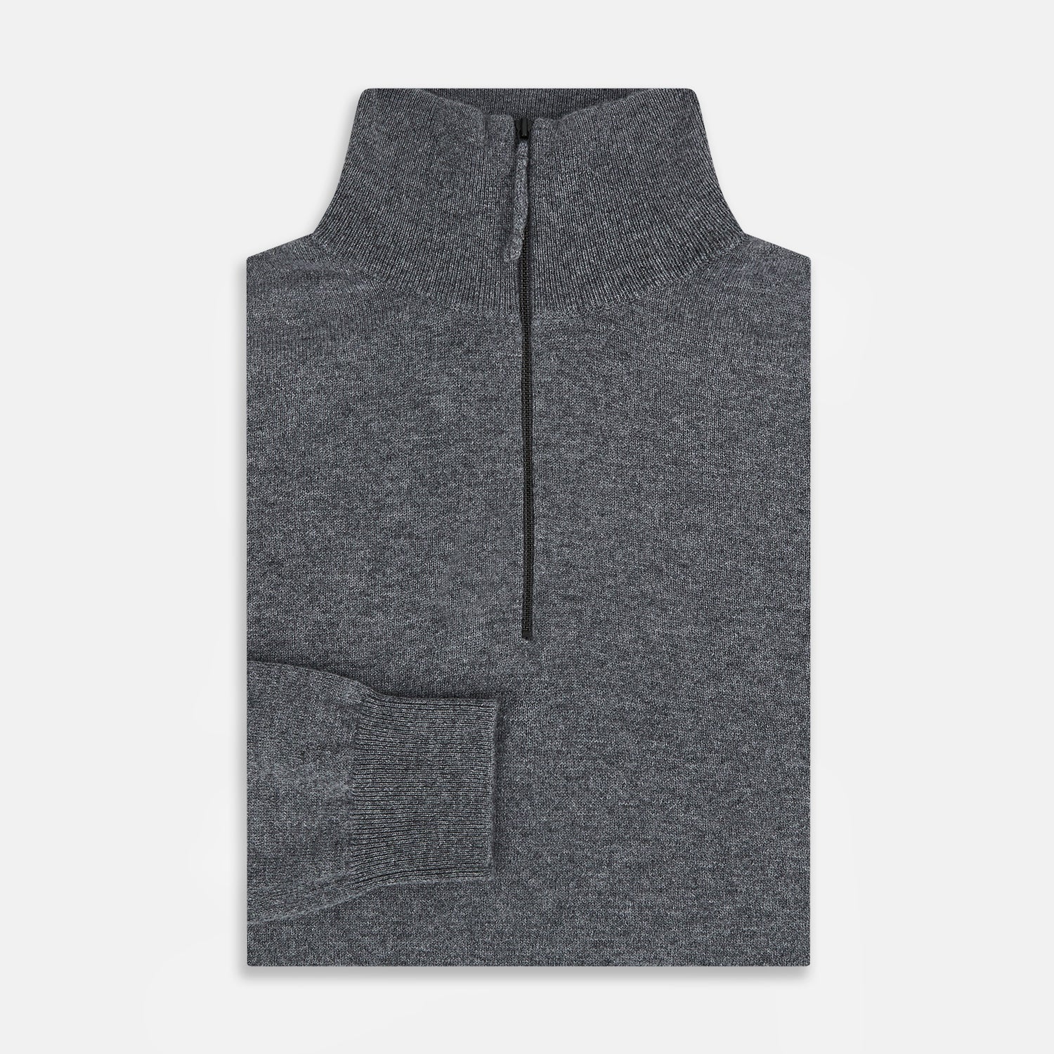 Slate Grey Melange Half-Zip Cashmere Jumper