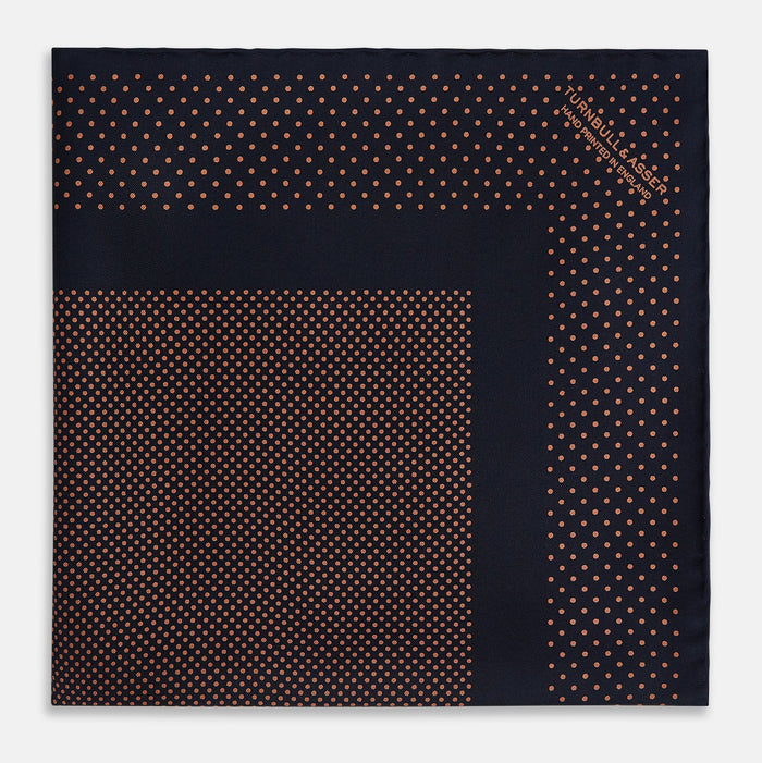Navy and Blush Dot Silk Pocket Square Image 3