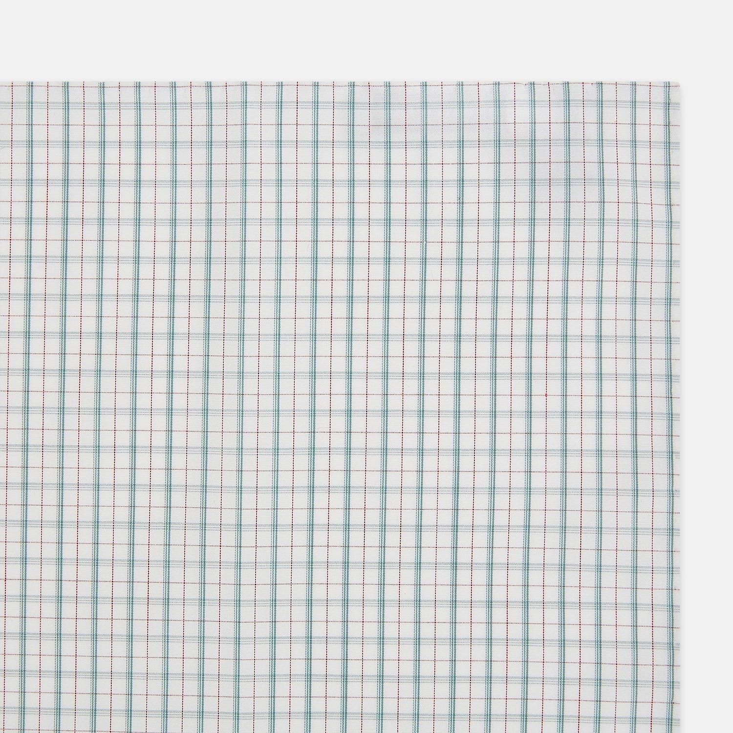 View 2 of product The Turnbull & Asser Green Multi Graph Check Hand-Rolled Handkerchief features a graph check pattern with thin colorful lines forming small squares, hand-rolled edges, and is laid flat against a white background.