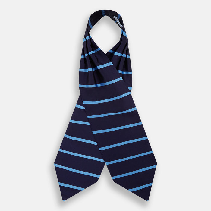 Azzurro Stripe and Navy Silk Cravat Image 1