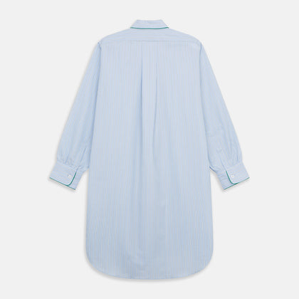 Blue and Green Stripe Poplin Cotton Nightshirt Image 4