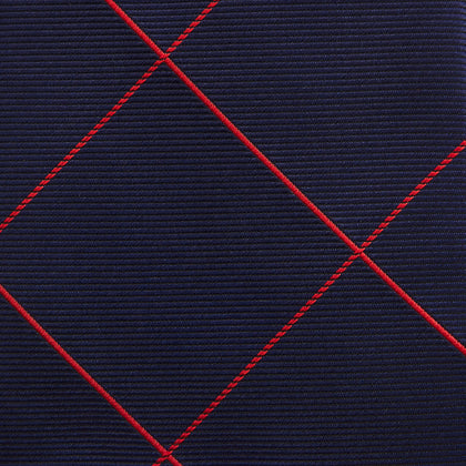 Red and Navy Window Pane Silk Tie Image 2