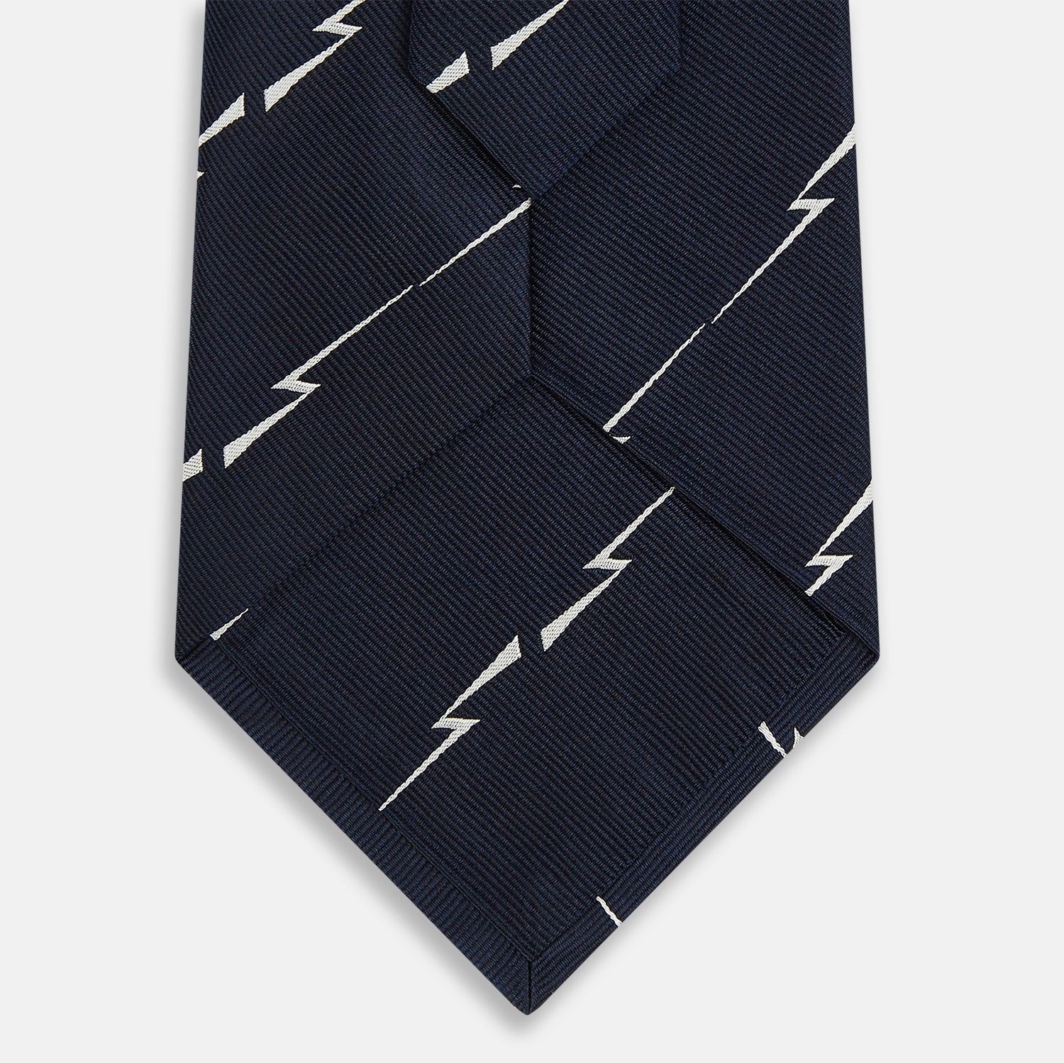 Navy Zigzag Jacquard Silk Tie