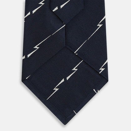 Navy Zigzag Jacquard Silk Tie Image 2