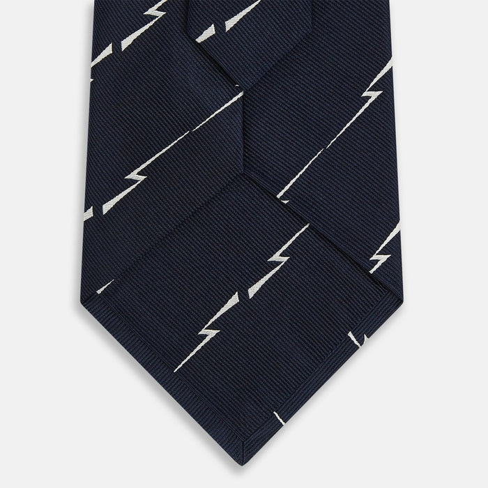 Navy Zigzag Jacquard Silk Tie Image 2