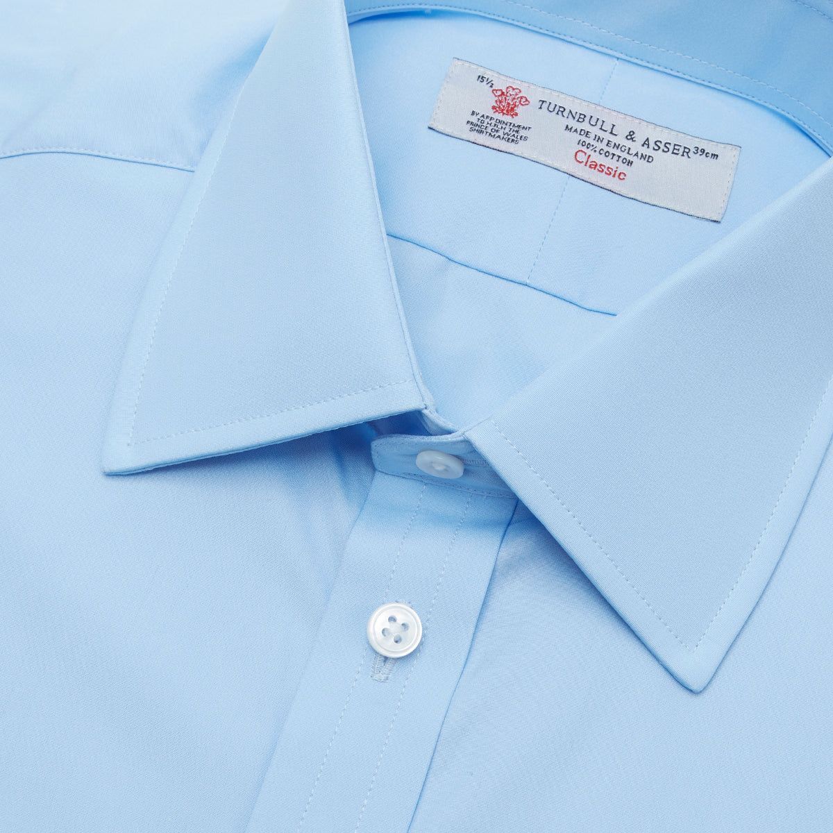 Light Blue Cotton Shirt with T&A Collar and 3-Button Cuffs